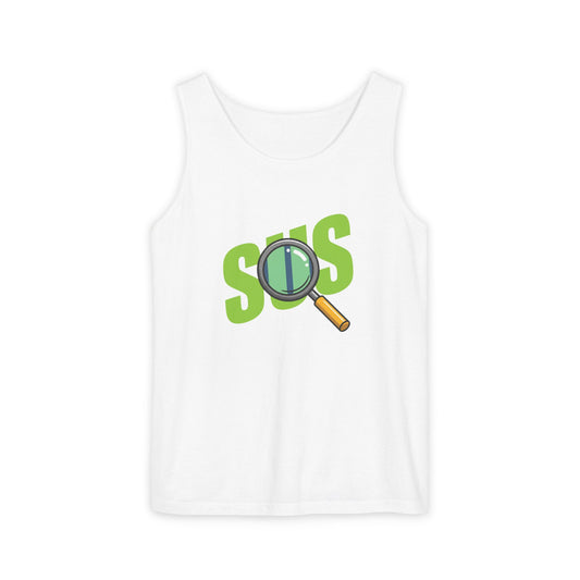 Funny Unisex Tank Top - 'SUS' Graphic Tee for Summer, Casual Wear, Sunglasses, Gift for Friends, Beach Vibes, Streetwear