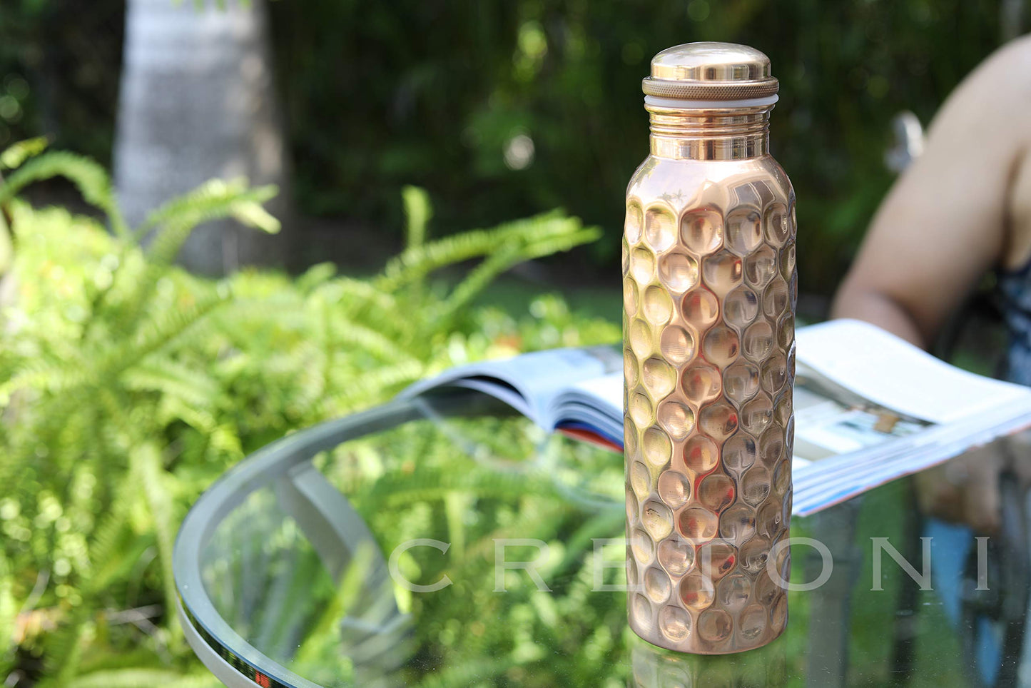Cretoni Copperlin Pure Copper Water Bottle : Glossy Honeycomb Style