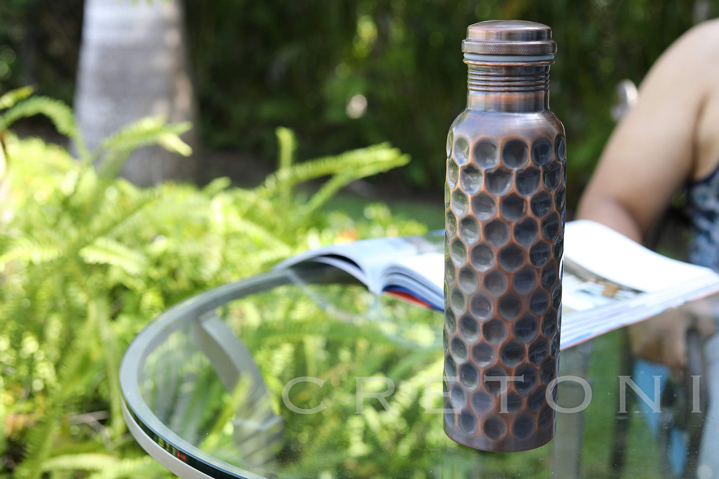 CRETONI Copperlin Pure Copper Water Bottle : Antique Honeycomb Style