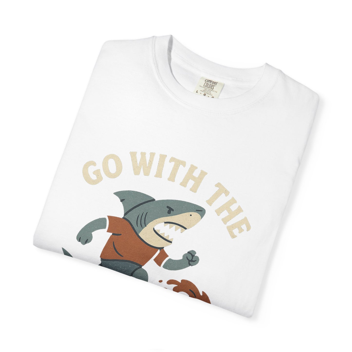 Surfing Shark T-shirt, Go With The Flow Tee, Gift for Surfers, Beachwear, Unisex Casual Shirt