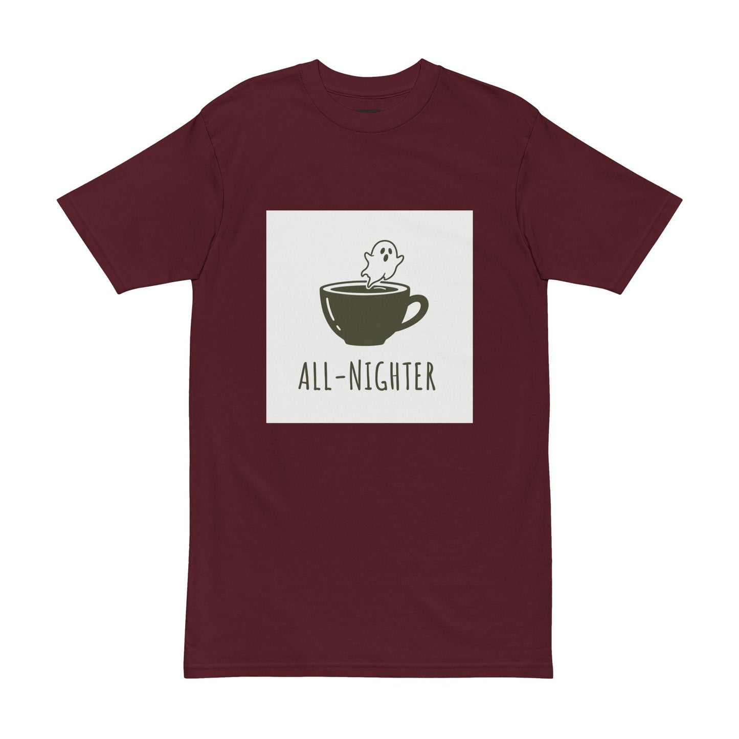 Premium Collection - All Nighter  Men's Tee, College Dark Humor Shirt for Him, Funny, Sarcastic Quote, Heavyweight Shirt, Gift for Student