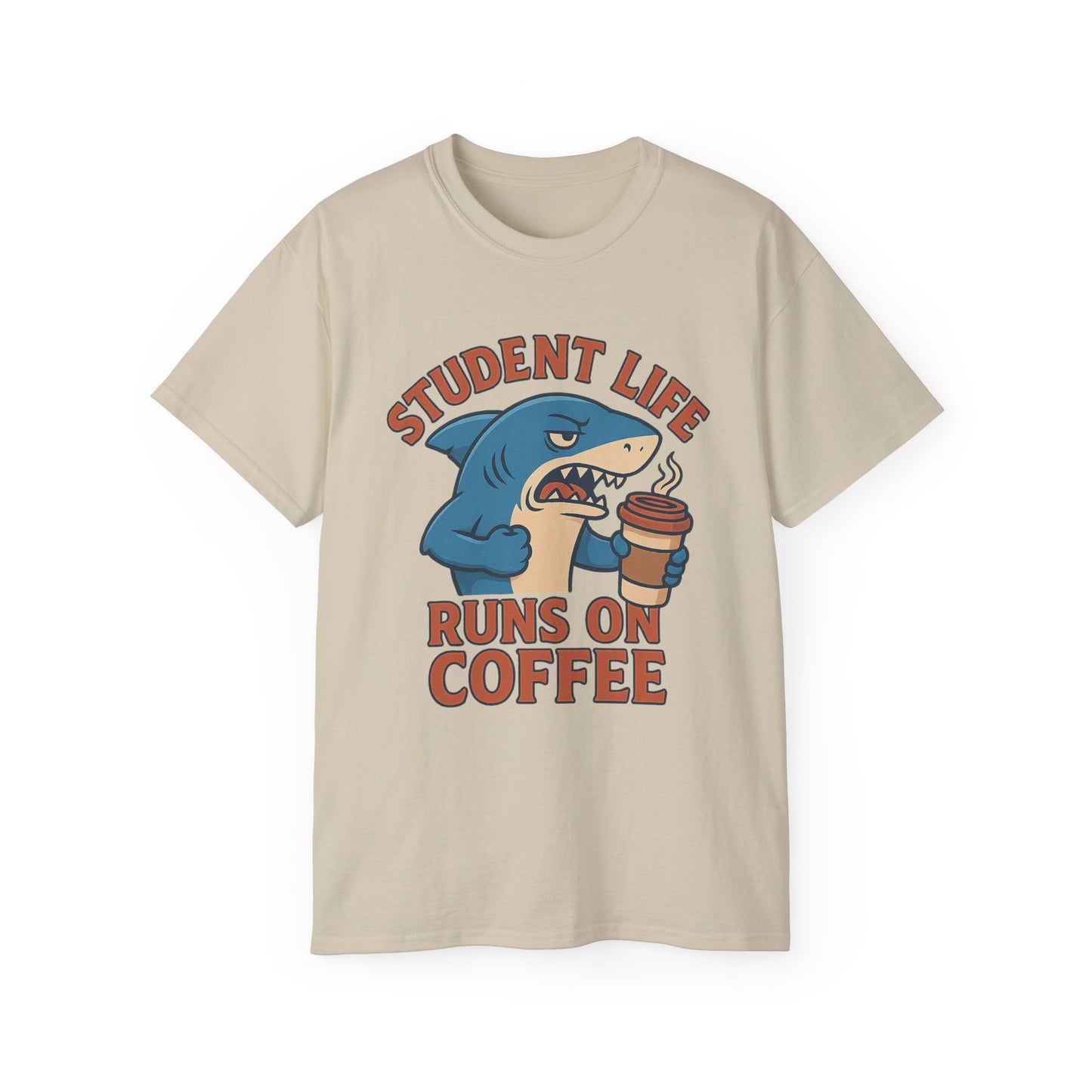 Student Life Runs On Coffee T-Shirt, Funny Tee for Students, College Apparel, Back to School Gift, Unisex Graphic Tee