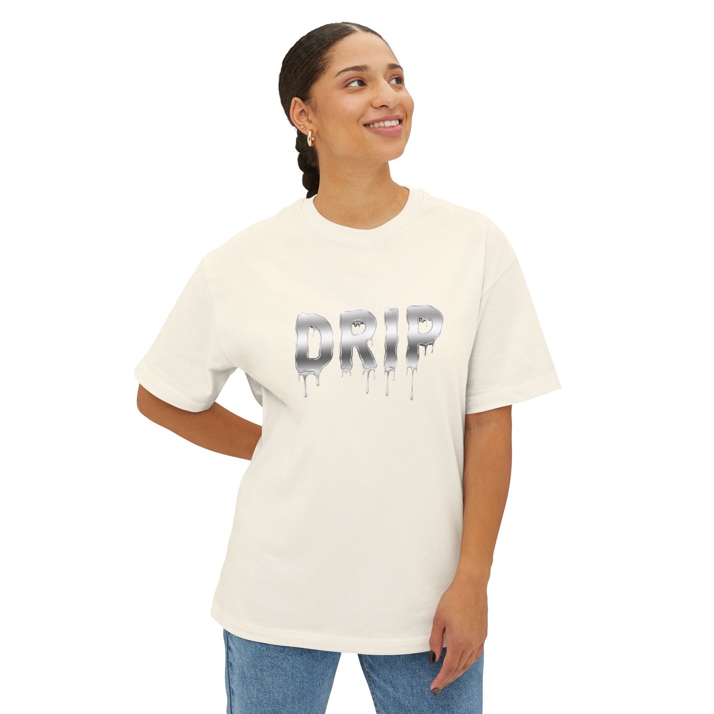 Oversized 'DRIP' Boxy T-Shirt: Modern Slang, Unisex Cotton