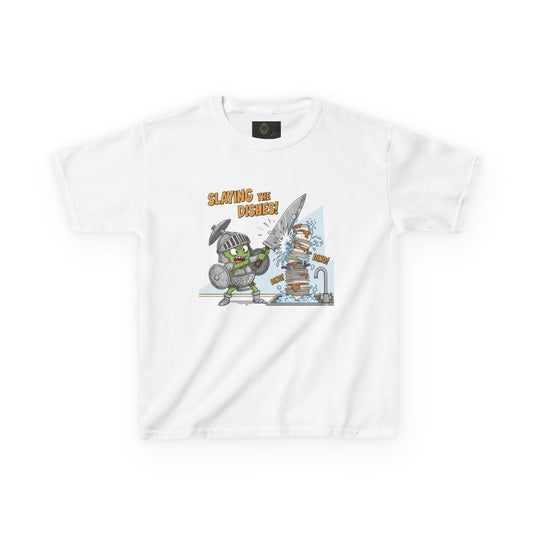 Kids Graphic Tee - Slaying the Dragon, Fun T-Shirt for Boys, Playful Apparel, Birthday Gift, Adventure Tee